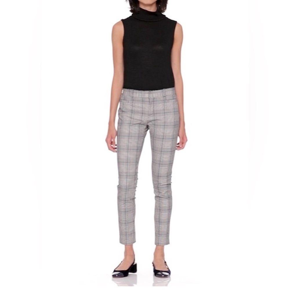 Banana Republic Sloan Ankle Pants Gray Plaid Slim Tailored Stretch Size 4